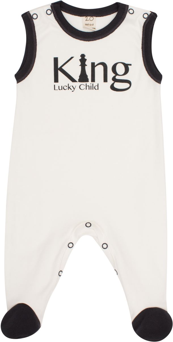 Ползунки с грудкой для мальчика Lucky Child Шахматный турнир, цвет: молочный, темно-серый. 29-2М. Размер 80/86