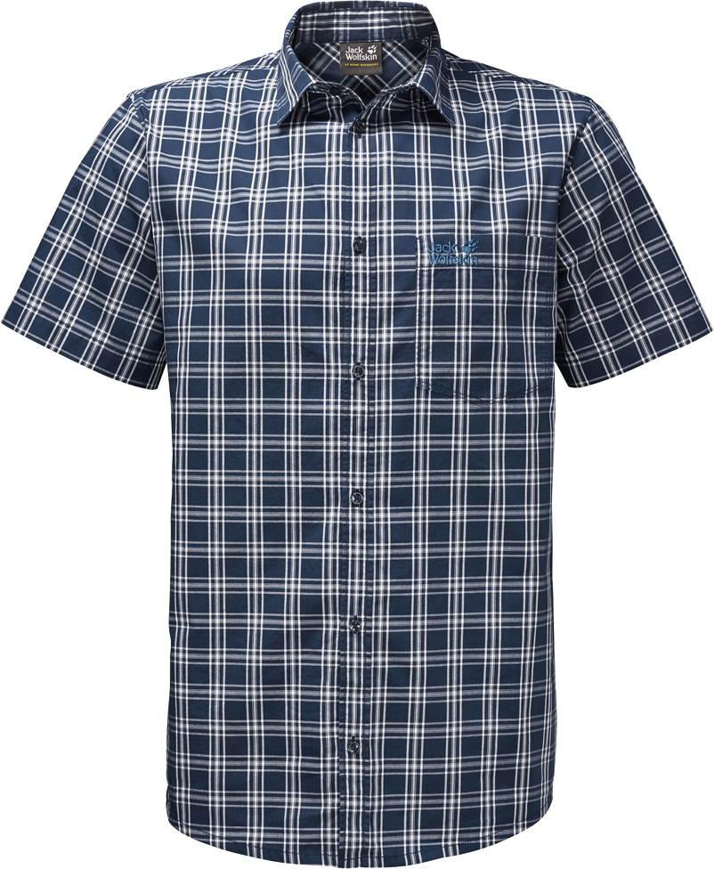 Рубашка мужская Jack Wolfskin Hot Springs Shirt, цвет: синий. 1402331-7630. Размер M (46)1402331-7630 Рубашка мужская Jack Wolfskin Hot Springs Shirt, цвет: синий. 1402331-7630. Размер M (46)1402331-7630Рубашка мужская Hot Springs Shirt изготовлена из 100% натурального хлопка. В ней вы будете чувствовать себя комфортно в жаркую погоду. Модель отлично вентилируется и дает ощущение прохлады. Рубашка застегивается на пуговицы, имеет отложной воротник и короткие стандартные рукава. Спереди расположен накладной нагрудный карман. Рубашка дополнена принтом в клетку и логотипом бренда.