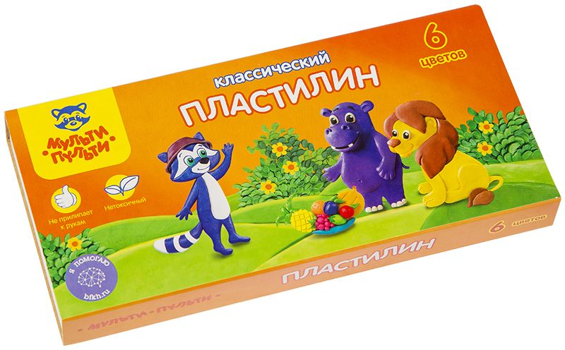 Мульти-Пульти Пластилин Приключения Енота 6 цветовКП_10206 Мульти-Пульти Пластилин Приключения Енота 6 цветовКП_10206Набор пластилина торговой марки Мульти-Пульти Приключения Енота является отличным материалом для детского творчества. Комплект состоит из шести брусочков разноцветной массы, которая отлично смешивается и образует новые оттенки. Она очень пластична, не прилипает к рукам и не оставляет следов на одежде. Масса не содержит опасных для здоровья малышей синтетических добавок. Брусочки упакованы в яркую картонную коробку, украшенную изображением енота-путешественника и его африканских друзей. Пластилин из коллекции Приключения Енота придется по душе всем малышам, любящим создавать поделки.