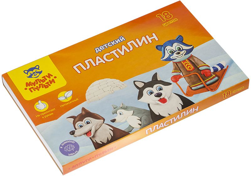 Мульти-Пульти Пластилин Енот на Аляске 18 цветовДП_10237 Мульти-Пульти Пластилин Енот на Аляске 18 цветовДП_10237Пластилин торговой марки Мульти-Пульти Енот на Аляске станет отличным приобретением для детского творчества. С помощью восемнадцати разноцветных брусочков ребенок сможет попробовать свои силы в создании красивых скульптур-поделок. Материал для лепки очень пластичен, хорошо смешивается и отлично держит форму. Пластилин не имеет запаха и не оставляет следов на руках и одежде. Он не содержит опасных для здоровья малышей синтетических добавок. Брусочки упакованы в яркую картонную коробку, украшенную изображением енота-путешественника и его ездовых собак. Пластилин из серии Енот на Аляске вдохновит кроху на создание новых шедевров.