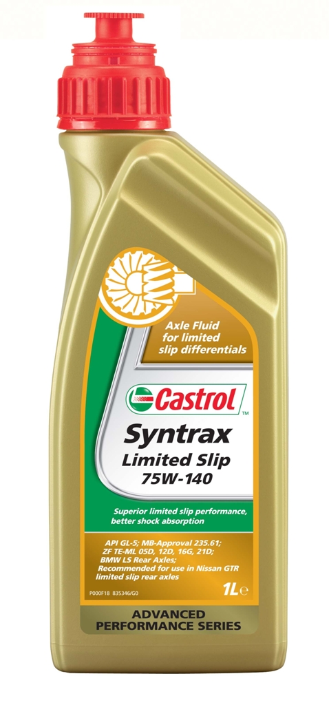 Масло трансмиссионное Castrol Syntrax Limited Slip, синтетическое, для мостов, класс вязкости 75W-140, 1 л1543CD Масло трансмиссионное Castrol Syntrax Limited Slip, синтетическое, для мостов, класс вязкости 75W-140, 1 л1543CDCastrol Syntrax Limited Slip – полностью синтетическое масло для гипоидных передач, разработанное для использования как в обычных, так и в самоблокирующихся дифференциалах. Доказало свои выдающиеся эксплуатационные характеристики в соревнованиях автомобилей, оснащенных дифференциалами повышенного трения. Одобрено к применению в высокоэффективных самоблокирующихся дифференциалах BMW M-серии и Mercedes-Benz AMG. Преимущества:- Снижает шум и вибрации в мосту.- Превосходная сдвиговая стабильность поддерживается в течение всего срока службы смазочного материала.- Выдающаяся стойкость к высоким температурам увеличивает ресурс масла и моста.- Эффективное сопротивление износу обеспечивает защиту деталей при высоких нагрузках и предотвращает их повреждение.- Очень хорошая низкотемпературная текучесть улучшает защиту деталей в начале работы узла. Спецификации:- API GL-5,- MB-Approval 235.61,- ZF TE-ML 05D, 12D, 16G, 18, 21D.Товар сертифицирован.