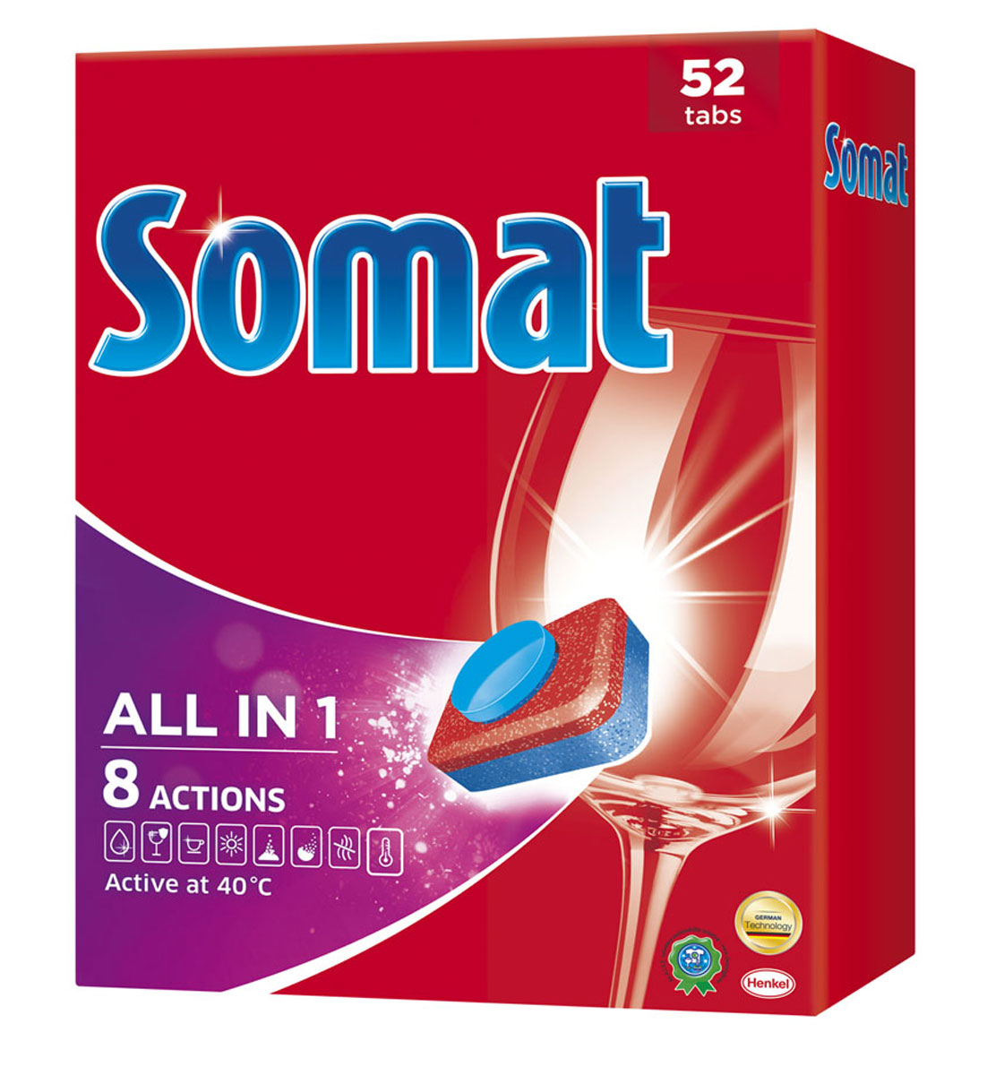 Cредство д/посудомоечной машины Somat All in one 52 шт935250 Cредство д/посудомоечной машины Somat All in one 52 шт935250Таблетки для посудомоечной машины Somat ВСЕ-В-1 ТАБС 52 таблеток.Сомат Все-в-1 - без фосфатов, с добавлением соли лимонной кислоты.Забота об окружающей среде и ослепительная чистота посуды без лишних усилий. Сомат Все-в-1: Очиститель - для великолепной чистоты. Защита против коррозии стекла.Удаление пятен от чая и кофе. Функция ополаскивателя - для сияющего блеска.Функция соли - для защиты от известкового налета. Быстро растворяется.Устраняет неприятные запахи.Состав: >30% фосфаты, 5-15% кислородсодержащий отбеливатель, поликарбоксилаты, сода, Товар сертифицирован.