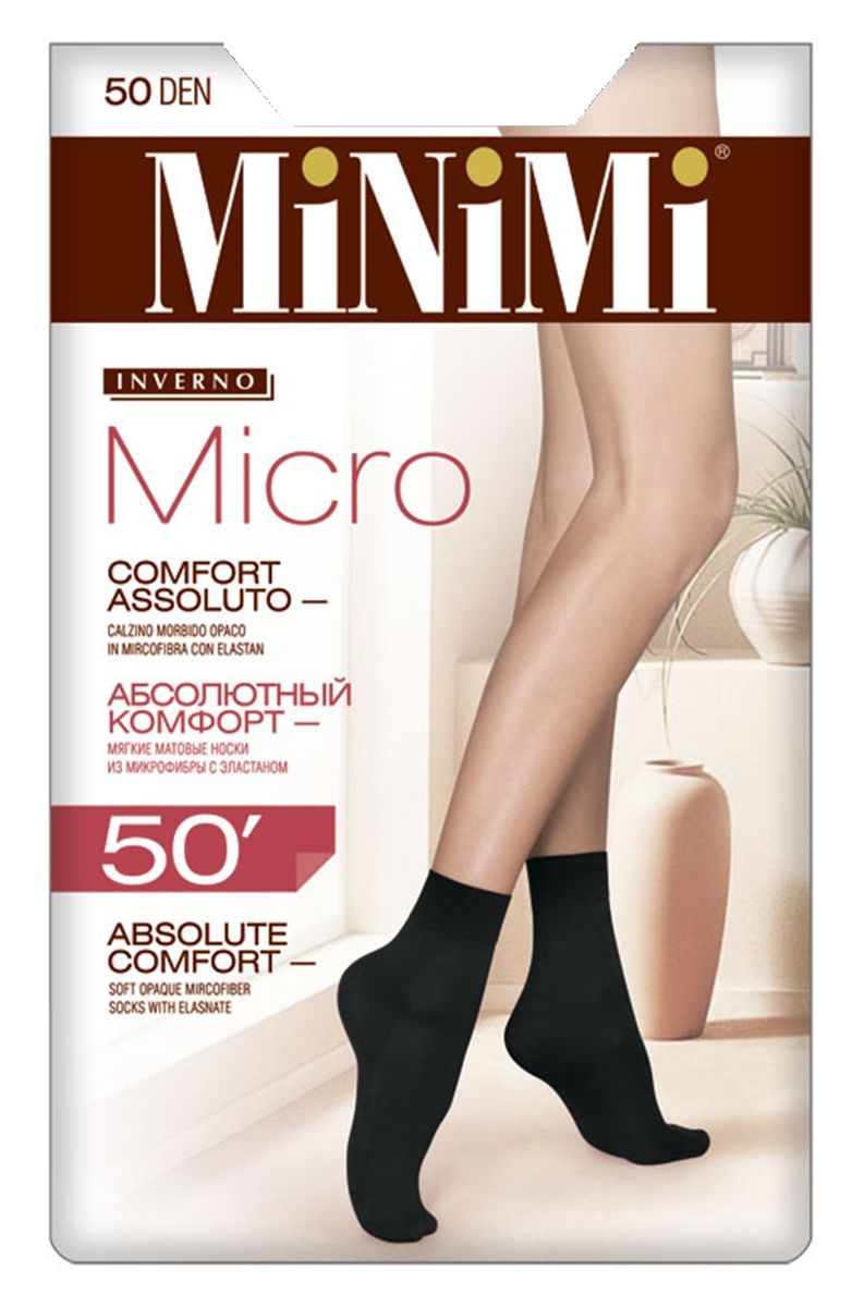 Носки женские Minimi Micro 50, цвет: Nero (черный). SNL-176957. Размер универсальныйSNL-176957 Носки женские Minimi Micro 50, цвет: Nero (черный). SNL-176957. Размер универсальныйSNL-176957Мягкие матовые эластичные носки из микрофибры (нейлон 6.6). Укрепленный мысок, комфортная резинка.Плотность 50 DEN.