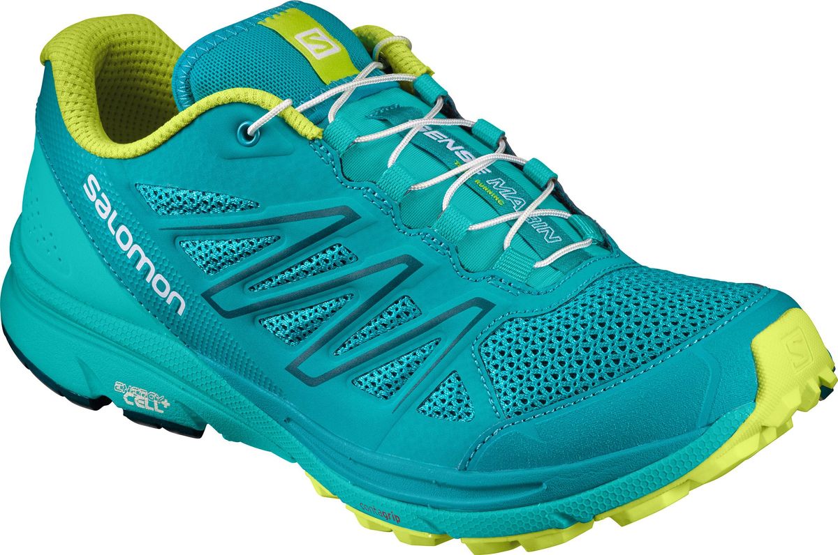 Кроссовки для бега женские Salomon Sense Marin W, цвет: бирюзовый. L39248400. Размер 7 (39)L39248400 Кроссовки для бега женские Salomon Sense Marin W, цвет: бирюзовый. L39248400. Размер 7 (39)L39248400Кроссовки Salomon Sense Marin W. Конструкция Sensifit обрамляет стопу, обеспечивая точный обхват ноги. У модели минималистичная крепкая шнуровка для затягивания в одно движение, эластичная сетчатая ткань обеспечивает максимальную вентиляцию.
