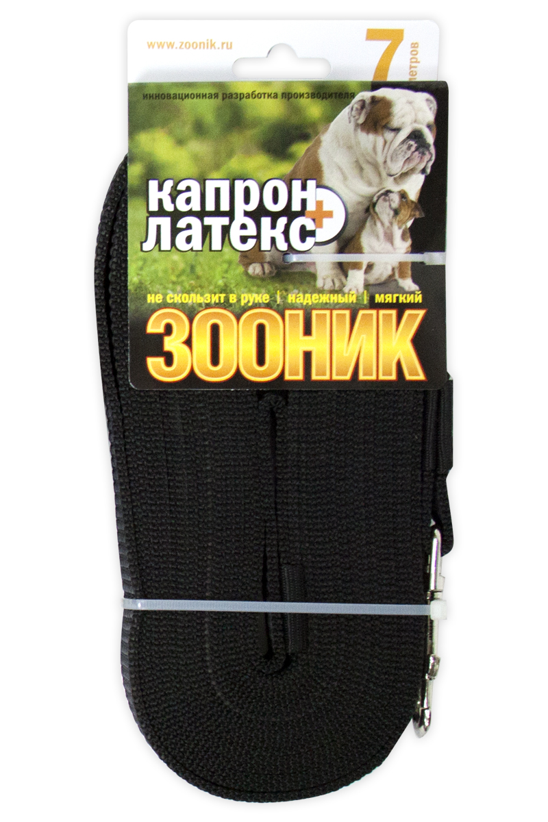 Поводок капроновый Зооник, с двойной латексной нитью, цвет: черный, ширина 20 мм, длина 7 м11437 Поводок капроновый Зооник, с двойной латексной нитью, цвет: черный, ширина 20 мм, длина 7 м11437Поводок ЗООНИК капроновый с ДВОЙНОЙ ЛАТЕКСНОЙ НИТЬЮ. Инновационная разработка Российского производителя. Удобный в использовании: надежный, мягкий, не скользит в руке. Идеально подходит для прогулок и дрессировки собак. Длина поводка 7м. Ширина ленты 20мм. Цвет черный.