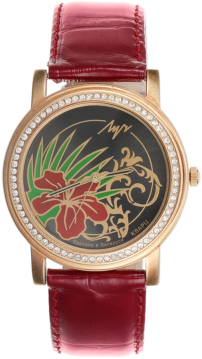 Наручные часы женские Луч, цвет: бордовый, черный, золотистый, зеленый. 373748781