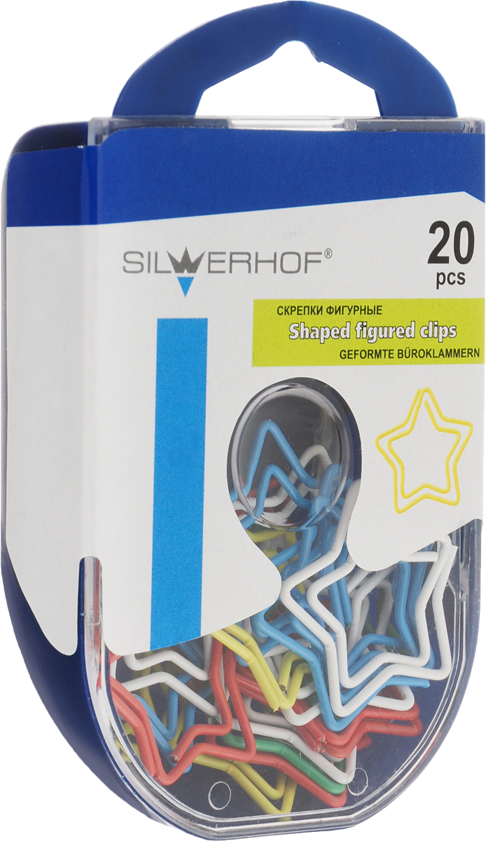 Silwerhof Скрепки Звезда 20 шт493003 Silwerhof Скрепки Звезда 20 шт493003Скрепки изготовлены из высококачественной стали с цветным виниловым покрытием. Благодаря молибдену, который входит в состав скрепок. Увеличивается гибкость стали, что помогает возвращать скрепку в первоначальное состояние. Фигурные скрепки Silwerhof обеспечат не только надежное скрепление документов и бумаг, но и внесут новые яркие краски и настроения в привычную обстановку офиса.