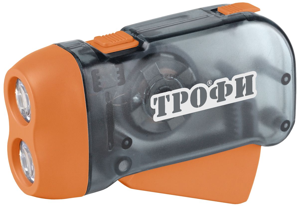 Фонарь ручной Трофи Динамо, 2xLED, с ремешкомTD2 Фонарь ручной Трофи Динамо, 2xLED, с ремешкомTD2Светодиодный динамо-фонарь: 2 белых светодиода Литиевые элементы питания типа L1131 шнурок на запястье упаковка - картонная коробка!