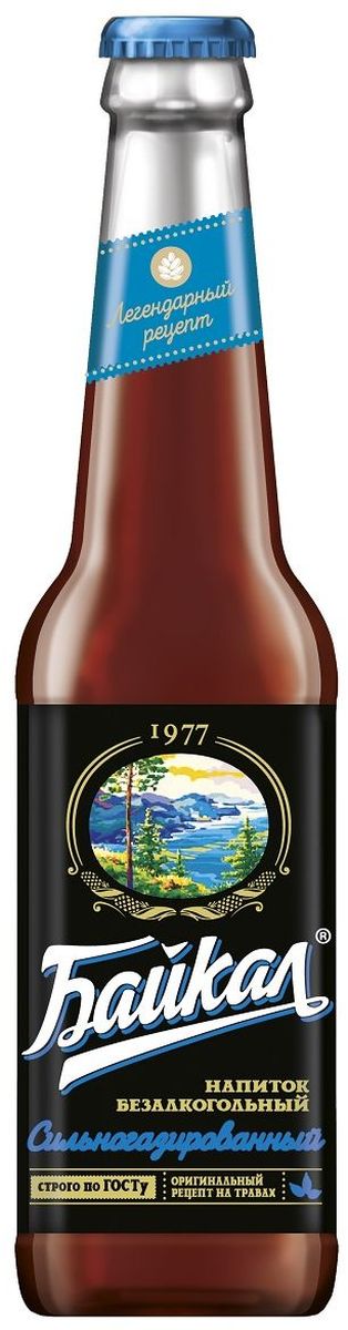 Байкал 1977 напиток безалкогольный сильногазированный, 0,33 л010500-0026842 Байкал 1977 напиток безалкогольный сильногазированный, 0,33 л010500-0026842Рецепт напитка Байкал был создан Институтом пивоваренной и безалкогольной промышленности в 1973 году. Входящие в состав лечебные травы зверобоя, корня солодки и элеутерококка придали напитку неповторимый вкус и наделили лечебными свойствами. Компания Аквалайф сохранила традиционную рецептуру, благодаря которой, напиток завоевал любовь и признание потребителей.Компания Аквалайф обладает эксклюзивными правами на производство и реализацию напитка Байкал, как на территории России, так и в 30 странах мира.