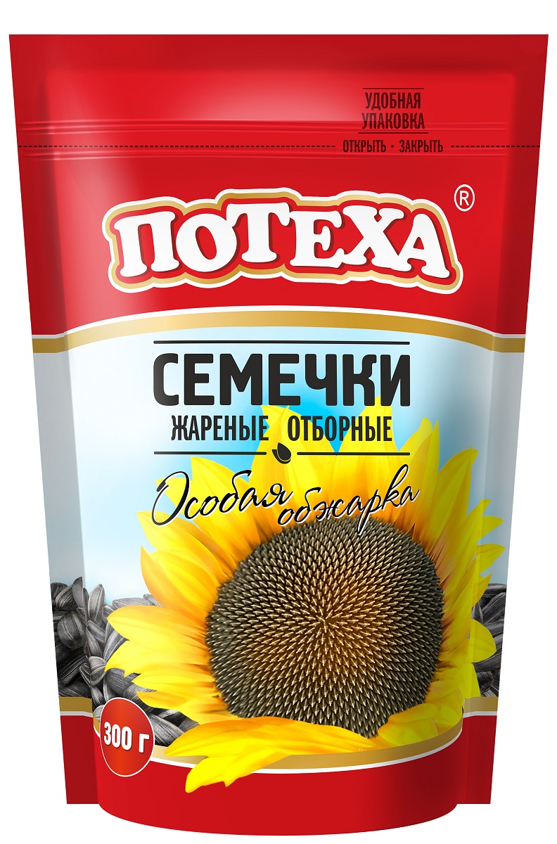 Потеха семечки жареные особая жарка, 300 г0015396 Потеха семечки жареные особая жарка, 300 г0015396Потеха – вкусные, хрустящие, ароматные и равномерно обжаренные черные семечки. Наша семечка тщательно шлифуется, благодаря чему получает гладкую поверхность и даже после обжарки не пачкает рук! Обжаренные по особым рецептам, семечки Потеха - не просто вкусные, но и невероятно ароматные.