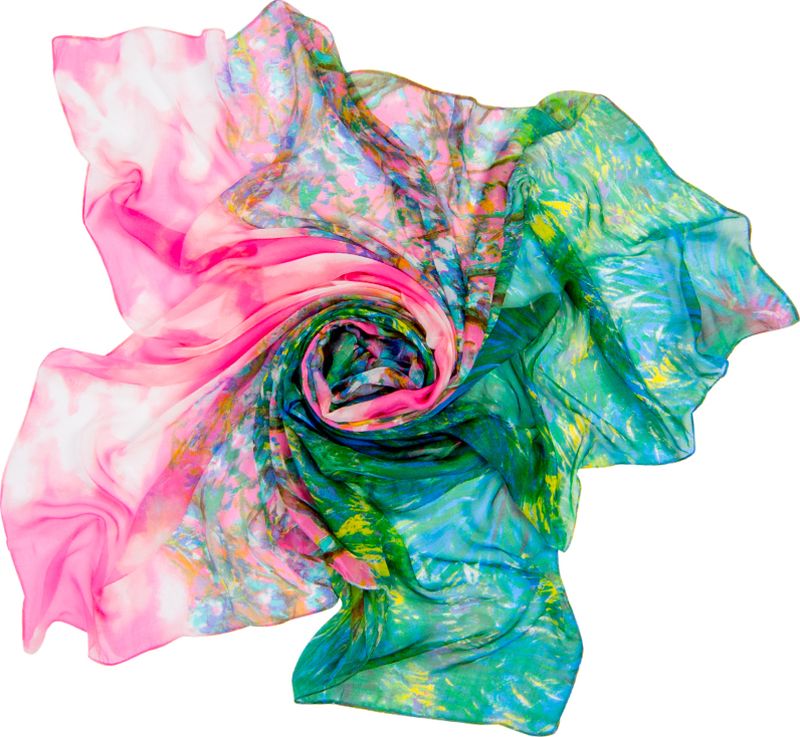 Платок женский Charmante, цвет: зеленый, розовый. SCSF397. Размер 190 см х 130 см