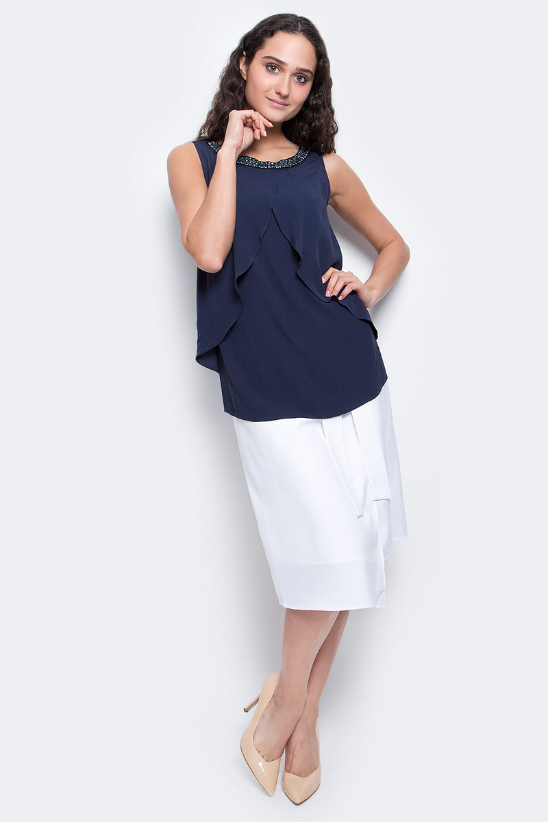 Топ женский Baon, цвет: темно-синий. B267029_Dark Navy. Размер M (46)B267029_Dark Navy Топ женский Baon, цвет: темно-синий. B267029_Dark Navy. Размер M (46)B267029_Dark NavyСтильный топ Baon изготовлен из струящейся вискозы. Модель свободного кроя с округлым вырезом горловины спереди оформлена расходящимися от груди полочками. Горловина украшена декоративной тесьмой.Лаконичный дизайн изделия делает эту вещь универсальной. Такой топ великолепно дополнит базовый гардероб современной и уверенной в себе девушки.
