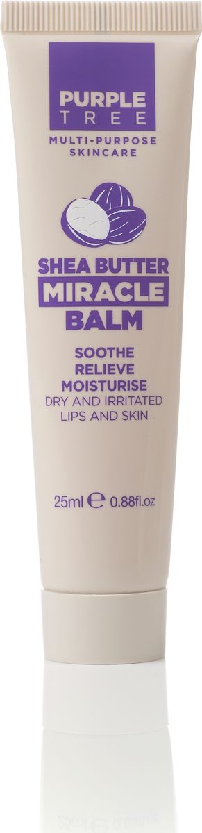 Purple Tree Бальзам для губ Miracle Balm Shea Butter, 25 мл000133 Purple Tree Бальзам для губ Miracle Balm Shea Butter, 25 мл000133Масло Ши прекрасно питает, увлажняет, смягчает, успокаивает, защищать кожу от воздействия солнечных лучей и способствует ее восстановлению, обладает противовоспалительной активностью и регенерирующими свойствами.
