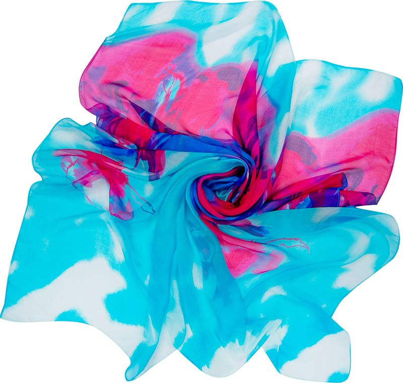 Платок женский Charmante, цвет: голубой, фуксия. SHSF400. Размер 130 см х 130 см