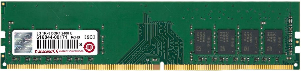 Transcend DDR4 DIMM 8GB 2400МГц модуль оперативной памяти (TS1GLH64V4B)TS1GLH64V4B Transcend DDR4 DIMM 8GB 2400МГц модуль оперативной памяти (TS1GLH64V4B)TS1GLH64V4BОперативная память Transcend типа DDR4 по сравнению с предшествующими типами модулей обладает рядом преимуществ. Модуль имеет пониженное напряжение 1,2 В, что позволяет уменьшить энергопотребление. Тактовая частота 2400 МГц обеспечивает качественную синхронизацию процессов и быструю передачу данных. Объем данной оперативной памяти составляет 8 ГБ, что несомненно удовлетворит потребности пользователей, которым нужна высокая производительность и стабильность системы.