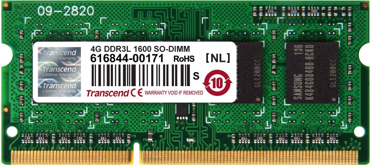 Transcend DDR3L SODIMM 4GB 1600МГц модуль оперативной памятиTS512MSK64W6H Transcend DDR3L SODIMM 4GB 1600МГц модуль оперативной памятиTS512MSK64W6HМиниатюрные размеры модуля памяти Transcend DDR3L SODIMM 4GB делают его подходящим для использования в ноутбуках. Частота 1600 МГц обеспечивает его высокую производительность (этот параметр легко можно отследить с помощью стандартного теста, проведенного любой операционной системой). Установка проста, не занимает много времени и не требует от вас наличия специальных знаний и умений. Модуль изготовлен из высококачественного текстолита, благодаря чему обладает очень высокой прочностью и долговечностью.Количество ранков: 1