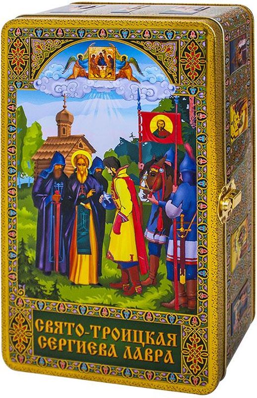 Шкатулка подарочная Благословение Преподобного Сергия черный листовой чай, 350 г40102 Шкатулка подарочная Благословение Преподобного Сергия черный листовой чай, 350 г40102Черный чай повышает иммунитет, улучшает работу нервной системы, тонизирует и является хорошим антиоксидантом. При регулярном употреблении черного чая, организм очищается от плохого холестерина. Черный чай способен уменьшать головную боль и снять усталость.