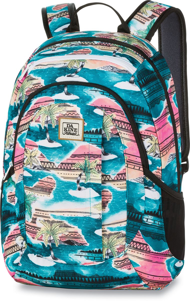 Рюкзак женский Dakine Garden, цвет: бирюзовый, мультиколор, 20 л00127227 10000751 Рюкзак женский Dakine Garden, цвет: бирюзовый, мультиколор, 20 л00127227 10000751Женский рюкзак Dakine Garden выполнен из высококачественного полиэстера и отлично подойдетдля занятий спортом и активного отдыха.Изделие содержит стеганый чехол для ноутбука и подходит для большинства моделей ноутбуков с диагональю экрана 14. Рюкзак с одним отделением застегивается на молнию. Внутри имеется карман-органайзер. Передняя стенка оформлена карманом на молнии и открытым вертикальным карманом. Боковые стороны дополнены сетчатыми карманами. Сверху имеется карман на флисовой подкладке для солнцезащитных очков.Рюкзак оснащен широкими регулируемыми по длине лямками и петлей для подвешивания.