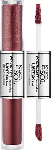 Touch In Sol Metallist Liquid Foil Двойная жидкая помада для губ, 2.5мл, №5 Jasmine8809344227935 Touch In Sol Metallist Liquid Foil Двойная жидкая помада для губ, 2.5мл, №5 Jasmine8809344227935Инновационная жидкая двойная помада, перед которой сложно устоять. Матовая основа с одной стороны и мерцающие частицы с другой придают губам соблазнительное сияние. Основа с приглушенным металлическим пигментом и увлажняющий глитер создадут желанный металлический финиш. Легкая кремовая текстура, модные, дерзкие оттенки, разработаны по специальной технологии, которая обеспечивает супер стойкость цвета. НЕ СОДЕРЖИТ: парабены, сульфаты, фталаты.