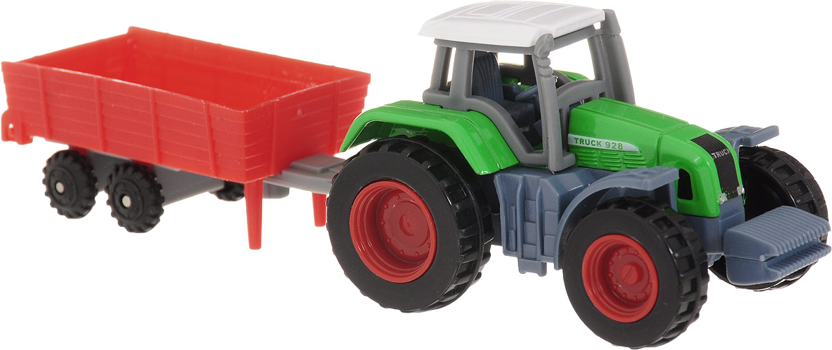 S+S Toys Трактор с прицепом цвет зеленый красный