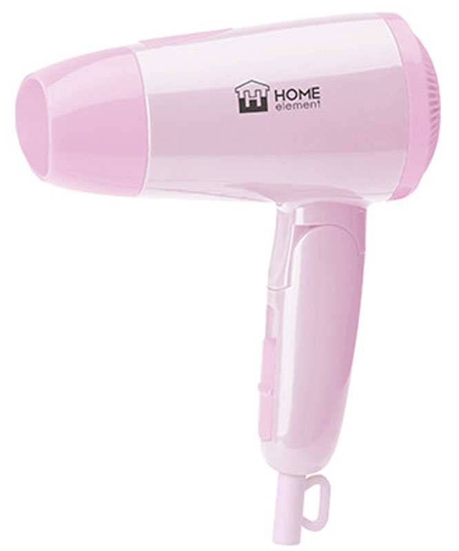 Home Element HE-HD312, Pink фенHE-HD312 Home Element HE-HD312, Pink фенHE-HD312Home Element HE-HD312 - компактный и очень удобный фен, чтобы брать с собой в дорогу или хранить в небольшом шкафчике. Фен имеет два режима мощности воздушного потока и абсолютно безопасен, отключаясь автоматически при перегреве.Удобный переключатель мощности воздушного потока на два положения: для бережной укладки или интенсивной сушки волос.Ручка складывается вдоль корпуса фена, обеспечивая наилучшее хранение. В сложенном виде фен занимает минимум места и идеален для путешествий.