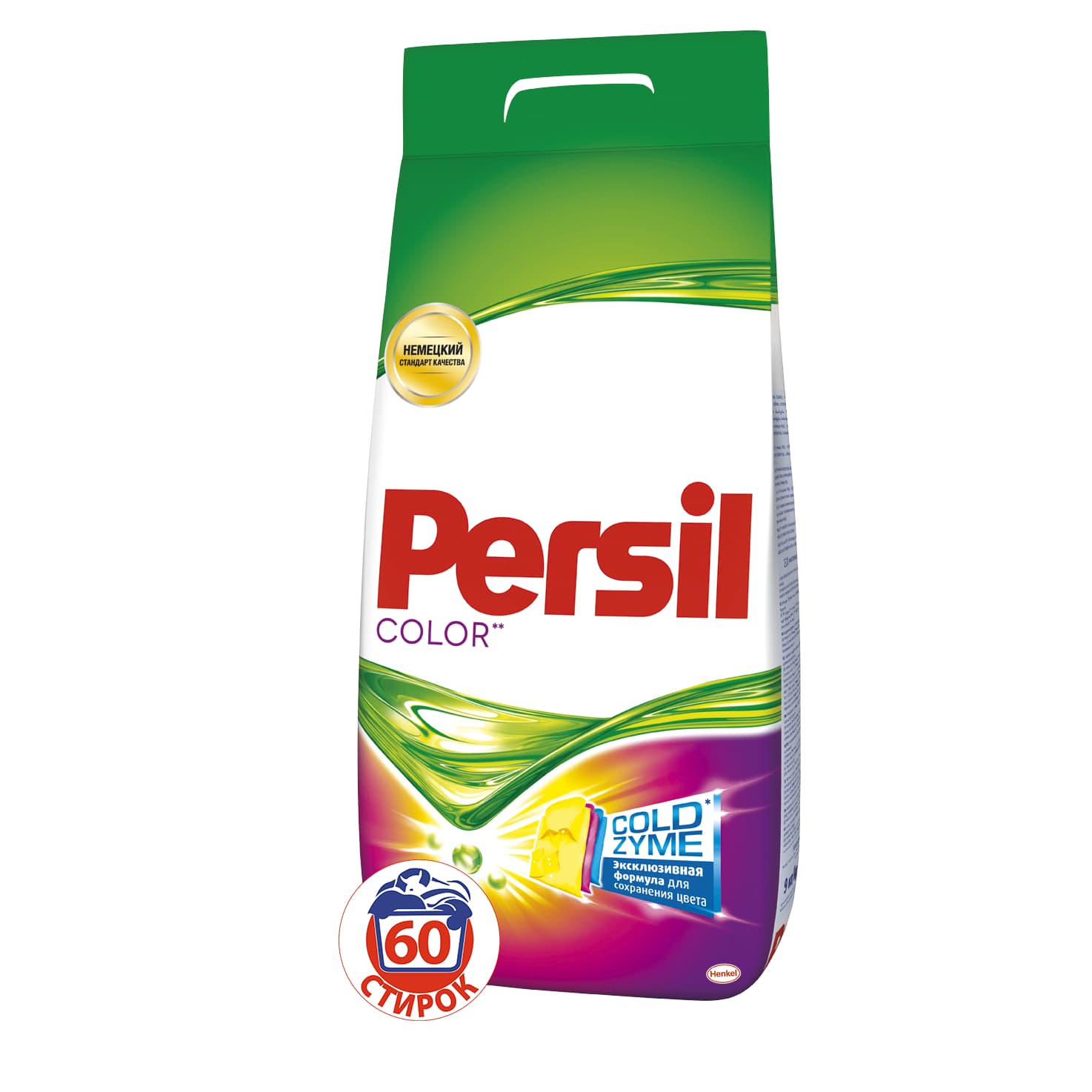 Стиральный порошок Persil Cold Zyme Color, 9 кг904700 Стиральный порошок Persil Cold Zyme Color, 9 кг904700Persil Cold Zyme Color - стиральный порошок с инновационной формулой, котораясодержит активные капсулы жидкого пятновыводителя. Капсулыпятновыводителя быстро растворяются в воде и начинают действовать напятно уже в самом начале стирки. Благодаря инновационной технологии, порошок отлично удаляет даже самые сложные пятна, а специальные цветозащитные компоненты сохраняют яркие цвета ткани. Предназначен для стирки изделий из хлопчатобумажных, льняных,синтетических тканей и тканей из смешанных волокон в стиральныхмашинах-автоматах в воде любой жесткости. Также подходит для ручной стирки.Товар сертифицирован.