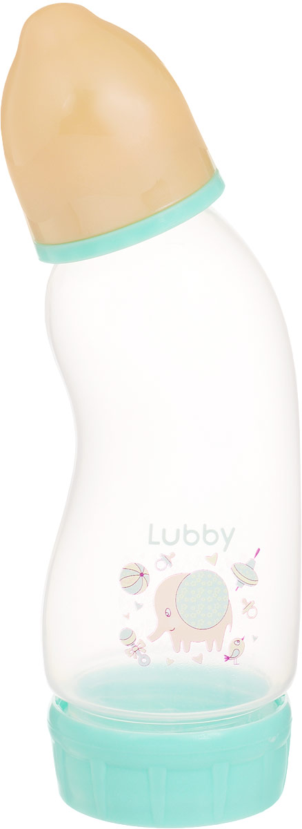 Lubby Бутылочка для кормления с силиконовой соской Антивздутик от 0 месяцев цвет зеленый оранжевый 250 мл