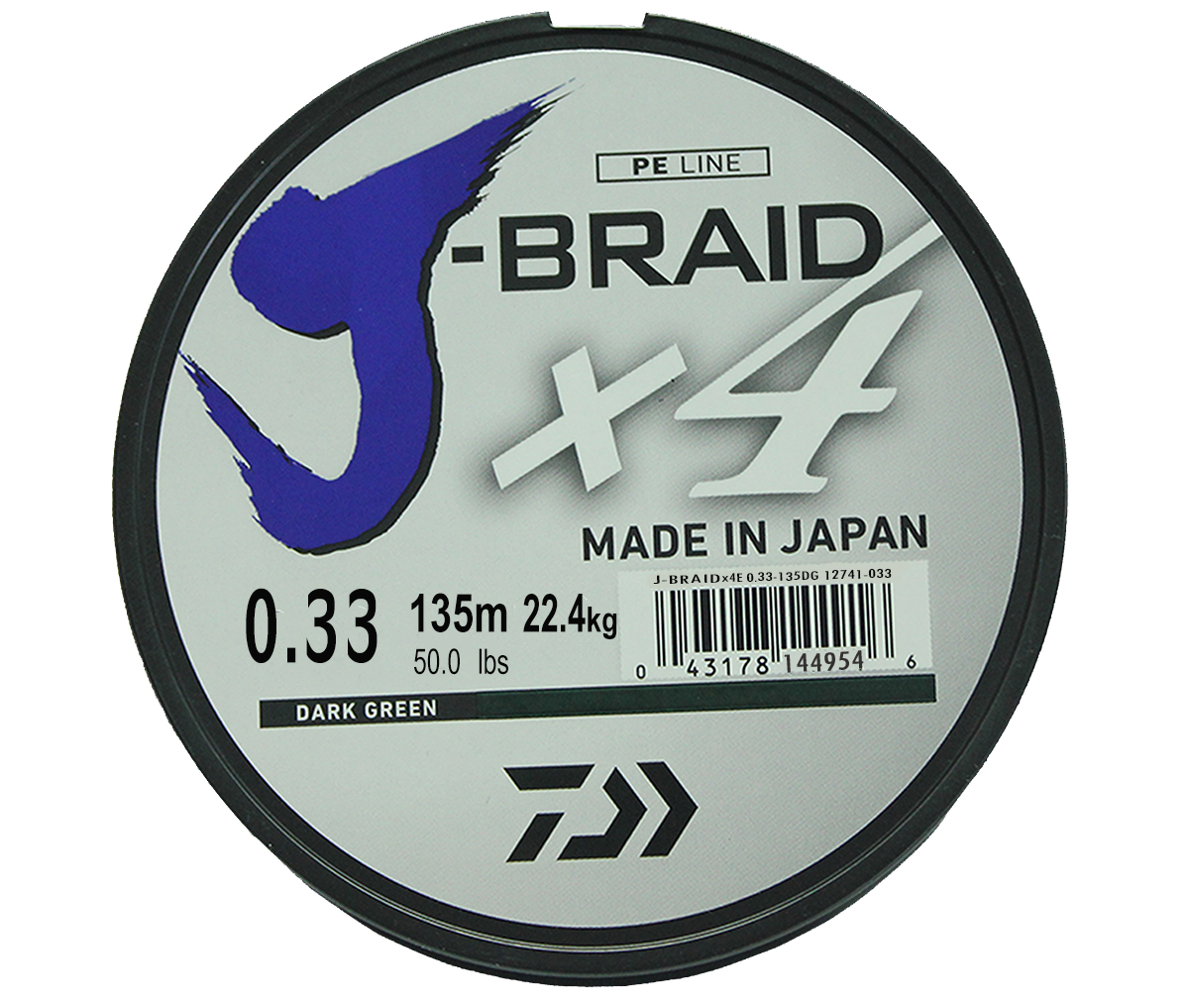 Шнур плетеный Daiwa J-Braid X4, цвет: зеленый, 135 м, 0,33 мм61167 Шнур плетеный Daiwa J-Braid X4, цвет: зеленый, 135 м, 0,33 мм61167Новый четырехжильный шнур J-Braid от Daiwa - шнур высокого класса с удивительным соотношением цены и качества. Качество плетения полностью соответствует японским стандартам и удовлетворяет всем требованиям. Представленные диаметры позволяют использовать шнур для всех техник ловли, начиная от Ultra-Light ловли окуня, до морской ловли палтуса, трески и так далее.