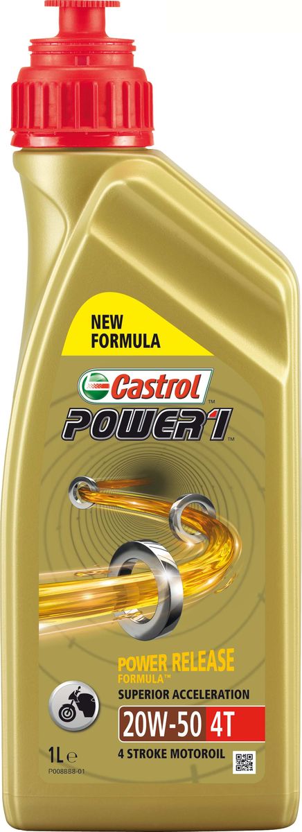 Масло моторное Castrol Power, минеральное, 1 4T 20W-50, 1 л15689A Масло моторное Castrol Power, минеральное, 1 4T 20W-50, 1 л15689ACastrol Power 1 4T 20W-50 - усовершенствованное моторное масло премиум-класса, разработанное для последнего поколения четырёхтактных мотоциклетных двигателей. Технология Power Release Formula способствует быстрой циркуляции масла в системе смазки и снижению внутренних потерь на трение, поддерживая максимальную и постоянную мощность двигателя вплоть до очень высоких оборотов. Испытаниями доказано, что Castrol Power 1 4T 20W-50 способствует исключительно быстрому разгону при открытии дроссельной заслонки. Применение разработки Castrol Trizone Technology™ обеспечивает бескомпромиссную защиту деталей мотора, сцепления и зубчатых передач. Применение. Моторные масла Castrol Power 1 4T разработано для обеспечения оптимального баланса между эффективностью работы двигателя и защитой его деталей. Подходит для всех видов 4-тактных мотоциклов как с карбюраторными двигателями, так и инжекторными, в которых предписаны смазочные материалы, соответствующие классификациям API SJ (или более ранним) и JASO MA или MA-2. Преимущества. - Испытаниями доказано превосходное ускорение в момент открытия дроссельной заслонки. - Технология Power Release Formula способствует быстрой циркуляции масла в системе смазки двигателя и снижению внутренних потерь на трение. - Разработка Trizone Technology™ защищает детали двигателя, сцепления и коробки передач. - Соответствует требованиям двигателей, оснащённых катализатором. Спецификации. API SJ; JASO MA-2; Товар сертифицирован.