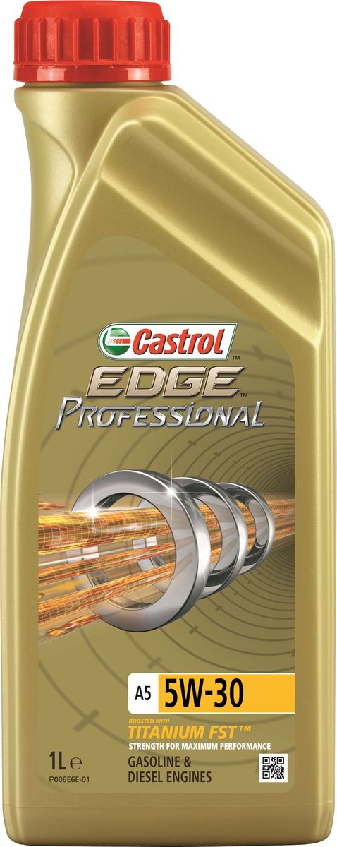 Масло моторное Castrol Edge Professional, синтетическое, A5 5W-30, 1 л156F9B Масло моторное Castrol Edge Professional, синтетическое, A5 5W-30, 1 л156F9BПолностью синтетическое моторное масло Castrol Edge Professional произведено с использованием новейшей технологии Titanium FST™. Технология Titanium FST™ на физическом уровне меняет поведение масла Castrol Edge Professional в условиях экстремальных нагрузок. Основой технологии Titanium FST™ являются полимерные металлоорганические соединения, содержащие титан. Таким образом, титан становится компонентом масла и работает в унисон с технологией усиленной масляной плёнки Fluid Strength Technology (FST™), которая была внедрена в 2011 году. Испытания подтвердили, что Titanium FST™ в 2 раза увеличивает прочность масляной плёнки, предотвращая её разрыв и снижая трение для максимальной производительности двигателя. Используя опыт сотрудничества с автопроизводителями, применили такую же технологию, которая ранее использовалась только при производстве масла для конвейерной заливки. Моторное масло Castrol Edge Professional прошло многоуровневую микрофильтрацию. Контроль качества осуществляется с использованием новой технологии оптического измерения частиц Castrol - Optical Particle Measurement System (OPMS). Castrol Edge Professional - первое в мире масло сертифицированное как CO2- нейтральное в соответствии с мировыми стандартами. Уникальной особенностью Castrol Edge Professional является его характерное свечение в УФ-лучах, что служит гарантией профессионального качества. Применение. Castrol Edge Professional A5 5W-30 предназначено для бензиновых и дизельных двигателей автомобилей, где производитель рекомендует моторные масла класса вязкости SAE 5W-30 спецификаций ACEA A1/B1, A5/B5, API SN/CF или более ранних. Castrol Edge Professional A5 5W-30 рекомендовано и одобрено для использования в двигателях автомобилей, требующих смазочные материалы спецификации Meets Ford WSS-M2C913-C. Castrol Edge Professional A5 5W-30 рекомендовано и одобрено для использования в двигателях автомобилей Jaguar Land Rover, требующих смазочные материалы спецификации Jaguar Land Rover - ST JLR.03.5003. Преимущества. Castrol Edge Professional A5 5W-30 обеспечивает надёжную и максимально эффективную работу современных высокотехнологичных двигателей, созданных по новейшим инженерным разработкам, которые работают в условиях ужесточённых допусков производителей техники, требующих высокого уровня защиты и использования маловязких масел. Castrol Edge Professional A5 5W-30: - поддерживает максимальную эффективность работы двигателя, как в краткосрочном периоде времени, так и на длительный срок службы; - подавляет образование отложений, способствуя повышению скорости реакции двигателя на нажатие педали акселератора; - обеспечивает надёжную защиту всех деталей мотора в разных условиях движения, в широких диапазонах температур и скоростей; - поддерживает максимальную мощность двигателя в течении длительного времени, даже в условиях интенсивной эксплуатации; - повышает КПД двигателя (независимо подтверждено). Спецификации. ACEA A1/B1, A5/B5; API SN/CF; ILSAC GF4; Meets Ford WSS-M2C913-C; Jaguar Landrover - ST JLR.03.5003. Товар сертифицирован.