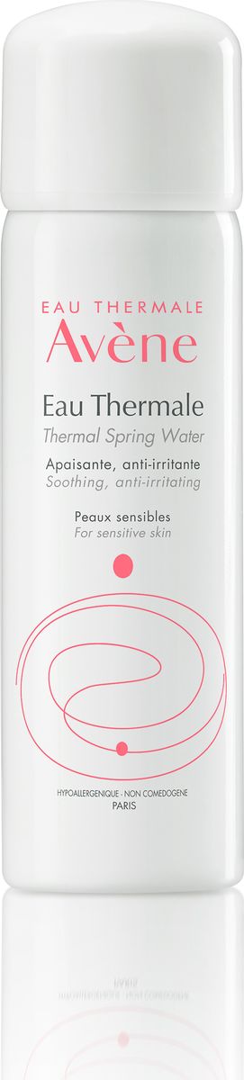 Avene Термальная вода Eau Thermale 50 млC03557 Avene Термальная вода Eau Thermale 50 млC03557Термальная вода Avene суникальным неизменным составом успокаивает кожу и снимает её раздражение. Данные свойства подтверждены многочисленными научными исследованиями. Протестированная дерматологами, Термальная вода Avene является ключевым средством для ухода за чувствительной, гиперчувствительной и аллергенной кожей.Основное средство для ухода за чувствительной, гиперчувствительной, аллергичной и раздраженной кожей. Когда использовать:• Солнечные ожоги • сухость кожи • покраснение лица • раздражение под подгузниками • раздражения различного генеза • после бритья • после эпиляции • в завершение демакияжа • после физических упражнений • летом • в путешествииСвойства:- Богатый микроэлементный состав-Низкий уровень минерализации-Бактериологическая чистота-Разливается в уникальной стерильной среде непосредственно на источнике в Avene-les-Bains