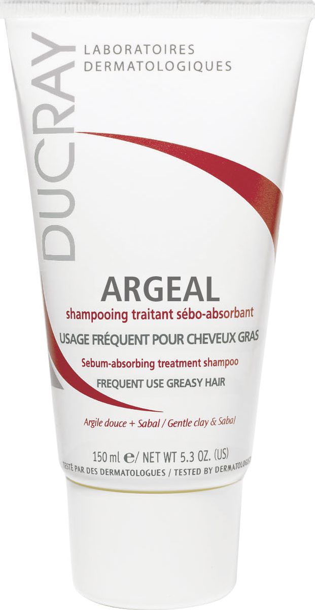 Ducray Себоабсорбирующий шампунь Argeal для жирных волос 150млC02723 Ducray Себоабсорбирующий шампунь Argeal для жирных волос 150млC02723Себоабсорбирующий шампунь Argeal (Аржеаль) создан специально для ежедневного ухода за кожей головы с избыточным салоотделением. Делает волосы здоровыми, возвращает объем и предотвращает жирный блеск. Основные компоненты: Каолин (мягкая глина) в высокой концентрации мягко абсорбирует излишки себума и предотвращает его перемещение на волосяной стержень. Экстракт пальмы Сабаль позволяет шампуню локально регулировать выработку себума сальными железами. Благодаря кремообразной текстуре шампуня, его легко использовать, массируя кожу головы мягкими движениями, тем самым активируя синергичное действие двух активных ингредиентов.