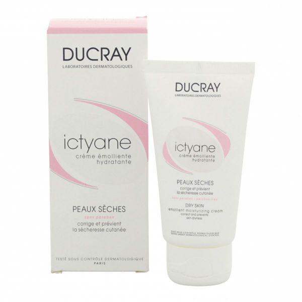 Ducray Крем Ictyane для сухой кожи, 50 млC18612 Ducray Крем Ictyane для сухой кожи, 50 млC18612Смягчающий увлажняющий крем для сухой кожи ICTYANE (Иктиан) уменьшает сухость кожи и предотвращает ее повторное появление, помогает сухой или обезвоженной коже обрести мягкость, упругость и комфорт.Уникальная формула Иктиан гарантирует эффективность и удобство примененияпри сухой и обезвоженной кожи: ВАЗЕЛИН образует невидимую защитную пленку на поверхности кожи, а ГЛИЦЕРИН, обладающий высокой увлажняющейспособностью, удерживает воду в верхних слоях эпидермиса, возвращая коже тонус и мягкость. Благодаря легкой текстуре с приятным запахом крем ИКТИАН легко наносится, быстро впитывается и обеспечивает коже мгновенное чувство комфорта.