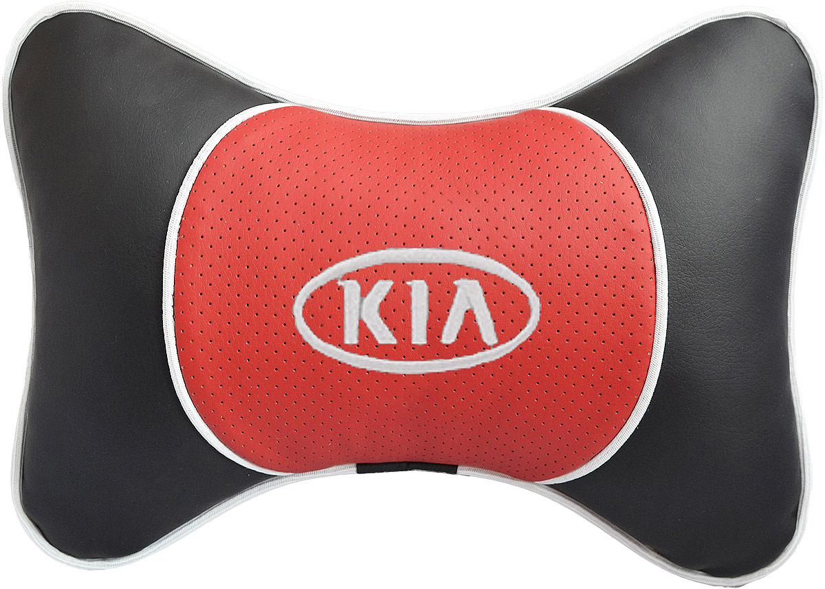 Подушка на подголовник Auto Premium Kia, цвет: красный, черный. 3757137571 Подушка на подголовник Auto Premium Kia, цвет: красный, черный. 3757137571Подушка на подголовник Auto Premium. Люкс выполнена из черной гладкой экокожи, вставка из красной перфорированной экокожи имеет обрамление мягким кантом. Для нанесения вышивки используются высококачественные итальянские нитки. Экокожа - это дышащий материал, который имеет повышенный ресурс и прочность. Легко чистится влажной тряпкой, не требует стирки, не впитывает пыль и грязь. Подушка на подголовник - это лучший способ создать комфорт для шеи и головы во время пребывания в автомобильном кресле. Большинство штатных подголовников устроены так, что до них попросту не дотянуться. Данный аксессуар полностью решает эту проблему, создавая мягкую ортопедическою поддержку. Особенности: - Подушка крепится к сиденью, а это значит один раз поставил - и забыл. - Меньше утомляемость - а следовательно выше внимание и концентрация на дороге. - Одинакова удобна для пассажира и водителя.