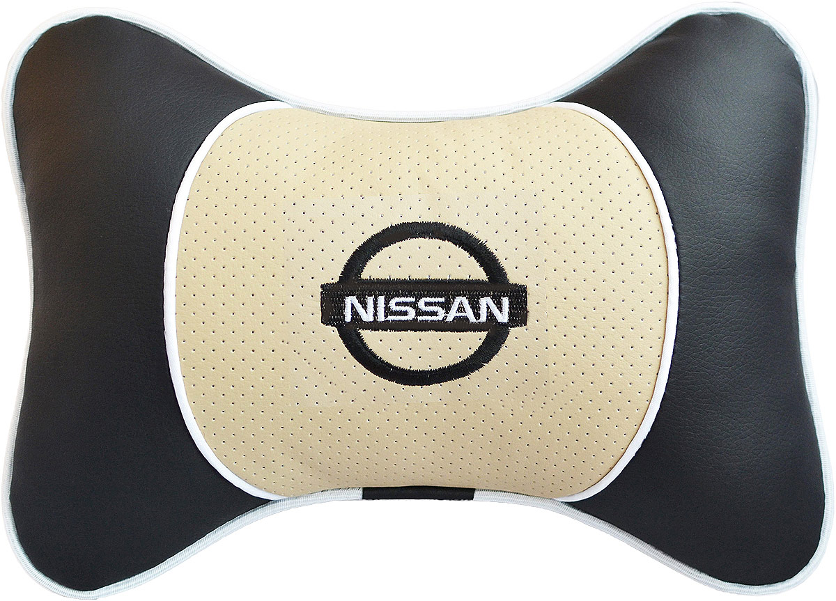 Подушка на подголовник Auto Premium Nissan, цвет: бежевый. 3758337583 Подушка на подголовник Auto Premium Nissan, цвет: бежевый. 3758337583Подушка на подголовник Люкс выполнена из черной гладкой экокожи, вставка из бежевой перфорированной экокожи имеет обрамление мягким кантом. Для нанесения вышивки используются высококачественные итальянские нитки. Подушка на подголовник - это прежде всего лучший способ создать комфорт для шеи и головы во время пребывания в автомобильном кресле. Такая подушка будет удобна как водителю, так и пассажиру. При производстве используются высококачественные, износостойкие материалы и гипоаллергенные наполнители.