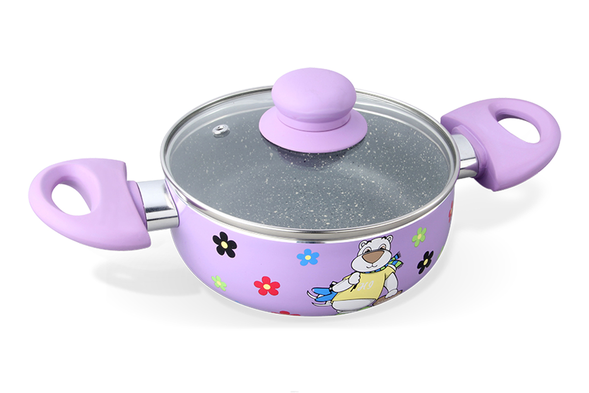 Кастрюля Fissman Piccolo с крышкой, с антипригарным покрытием, 1,3 лAL-4908.16 Кастрюля Fissman Piccolo с крышкой, с антипригарным покрытием, 1,3 лAL-4908.16Кастрюля Fissman Piccolo специально предназначена для детей. Кастрюля изготовлена из литого алюминия с экологически безопасным антипригарным каменным покрытием. Первый слой улучшает сцепление покрытия с металлом, второй слой - грунтовый, третий слой - высокопрочное антипригарное покрытие, усиленное натуральной каменной крошкой на основе минеральных компонентов, четвертый дополнительный антипригарный слой с керамическими частицами. Покрытие не содержит в своем составе PFOA и других вредных веществ.В такой кастрюле можно готовить пищу без добавления масла или с минимальным его количеством, что важно для детского меню. Кастрюля имеет удобные бакелитовые ручки, которые не нагреваются и не скользят в руках. Крышка, изготовленная из закаленного стекла, идеально подобрана по размеру и надежно сохраняет тепло. Пользуясь посудой Piccolo ваш ребенок будет иметь персональную кастрюлю, осознавая свою значимость.Подходит для газовых, электрических, стеклокерамических плит. Высота стенок: 6,5 см. Ширина (с учетом ручек): 30 см.