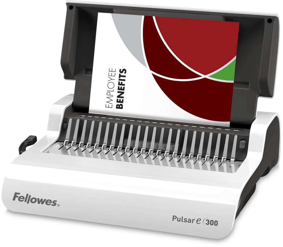 Fellowes Pulsar-E переплетчикFS-56207 Fellowes Pulsar-E переплетчикFS-56207Pulsar-E 300 – удобный электрический переплетчик на пластиковую пружину. Предназначен для нерегулярного использования в малом или среднем офисе. Основные характеристики:Кол-во сшиваемых листов: 300 шт.Кол-во пробиваемых листов: 15 шт.Диапазон диаметра пружины: 6-38 мм.Гарантия: 2 года.Брошюровщик оснащен технологиями, которые ускорят и упростят переплет документов: Мощный электропривод для пробития отверстий: Брошюровка будет проходить быстрее и не потребует никаких усилий при перфорации Автоматические створки лотка для отходов: При переполнении лотка для отходов створка лотка автоматически открывается, что сигнализирует о необходимости его опустошения. Эргономичное расположение зубцов: В переплетчиках на пластиковую пружину зубцы располагаются под углом 15?, что облегчает работу над созданием брошюры. Селектор формата: Точное выравнивание листов различных форматов по краю. Селектор диаметра пружин и толщины документа: Простой подбор пружины по толщине документа. Вертикальная загрузка документа: Снижает вероятность перекоса документа во время перфорирования, листы выравниваются под собственным весом.