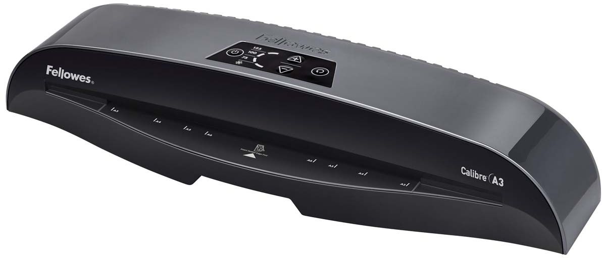 Fellowes Calibre A3 ламинаторFS-57401 Fellowes Calibre A3 ламинаторFS-57401Fellowes Calibre A3 для использования в малом офисе. Calibre заменяет модель Callisto, которая будет снята с производства. Благодаря технологии InstaHeat ламинатор Calibre нагревается всего за 60 секунд. Новый ламинатор готов к работе в 5 раз быстрее, чем его предшественник. Применение технологии HotSwap позволяет мгновенно переключаться между температурными режимами без ожидания нагрева или охлаждения. Скорость ламинирования выставляется автоматически и составляет до 50 см/мин.InstaHeat быстрый старт за 60 секундHeat Guard запатентованная технология безопасности, уменьшает температуру корпуса на 50% и гарантирует полную безопасность пользователя при прикосновении. Auto Shut OFF Автоматическое отключение ламинатора после простоя.Hot swap Позволяет ламинировать с разной по толщине пленкой без ожидания охлаждения или нагрева аппарата.Jam Free механизм ClearPath обеспечивает 100% работу без заторов и зажевывания документов при использовании расходных материалов Fellowes.