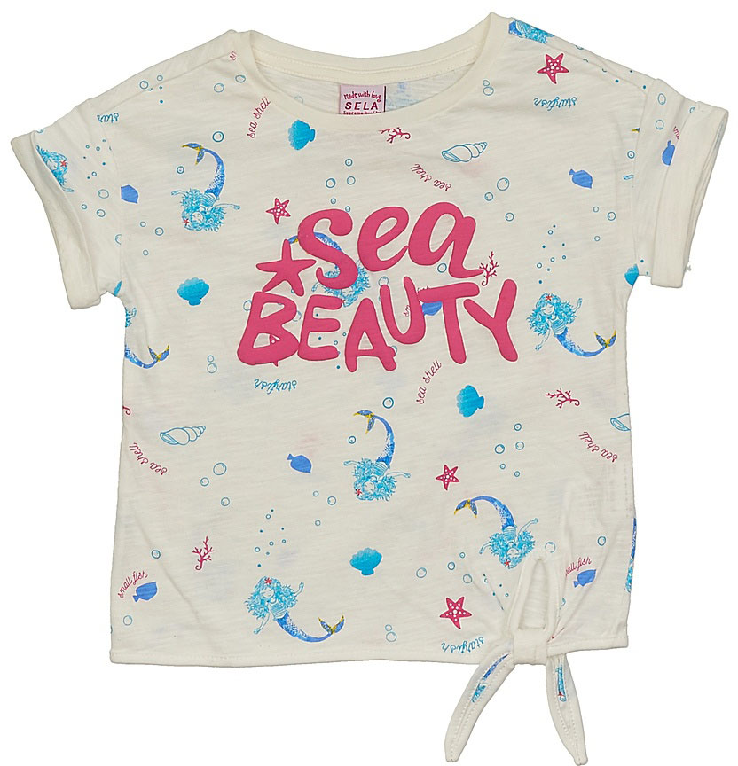 Футболка для девочки Sela, цвет: молочный. Ts-511/330-7233. Размер 98, 3 годаTs-511/330-7233 Футболка для девочки Sela, цвет: молочный. Ts-511/330-7233. Размер 98, 3 годаTs-511/330-7233Стильная футболка для девочки Sela выполнена из натурального хлопка и оформлена принтом в морском стиле. Модель прямого кроя с короткими рукавами со спущенным плечом подойдет для прогулок и дружеских встреч, будет отлично сочетаться с джинсами и брюками, а также гармонично смотреться с юбками. Круглый вырез горловины дополнен мягкой трикотажной резинкой. Мягкая ткань комфортна и приятна на ощупь.