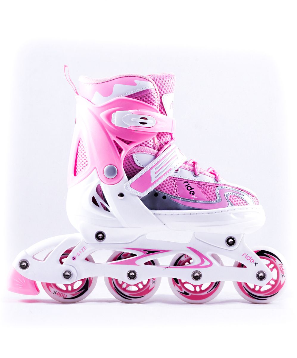 Коньки роликовые Ridex Cloudy, раздвижные, цвет: белый, розовый. УТ-00008101. Размер 38/41