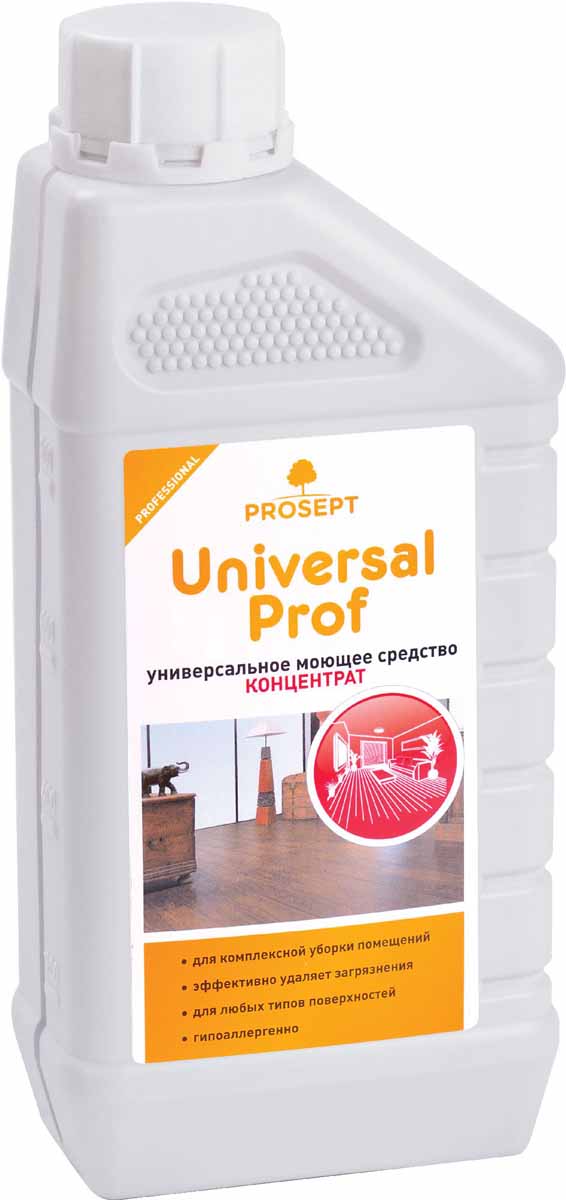 Средство моющее Prosept Universal Prof, универсальное, концентрат, 1 л104-1 Средство моющее Prosept Universal Prof, универсальное, концентрат, 1 л104-1Моющее низкопенное средство для комплексной уборки помещений - мытья полов, стен, лестниц, дверей, корпусной мебели, бытовой и офисной техники и т.д. Эффективно удаляет основные виды загрязнений со всех типов твердых поверхностей, оставляя их безупречно чистыми. Справляется с большинством типов загрязнений на разных поверхностях.Товар сертифицирован.