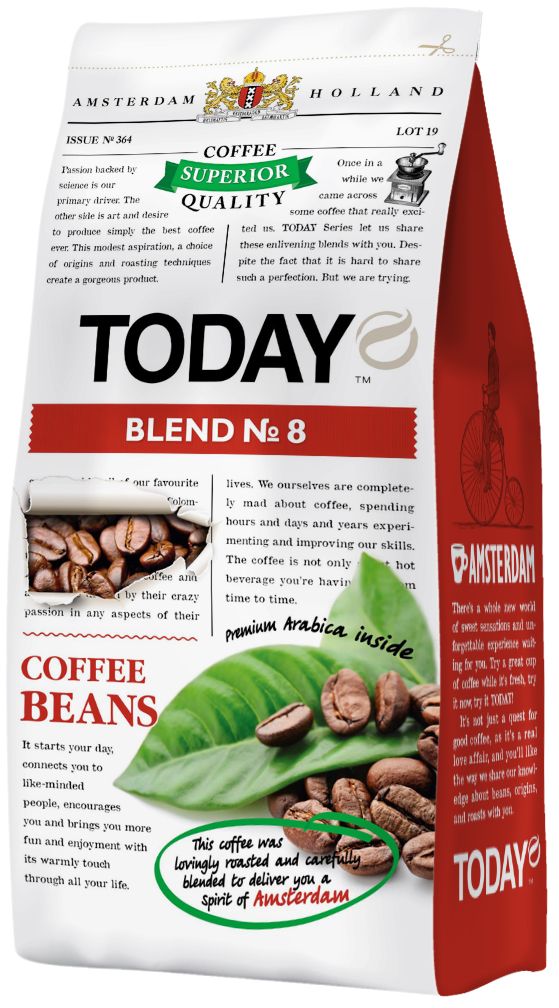 Today Blend кофе в зернах №8, 200 г5060300570431 Today Blend кофе в зернах №8, 200 г5060300570431Arabica Blend №8 из лучших кофейных зерен южноамериканской Арабики, искусно обжаренных для вас. Вкус кофе плотный, слегка маслянистый с пикантной горьковато-сладкой нотой. Аромат яркий с еле уловимой горечью в послевкусии. Arabica Blend №8 понравится вам. Попробуйте особенный кофе сегодня и пейте всегда, наслаждаясь...