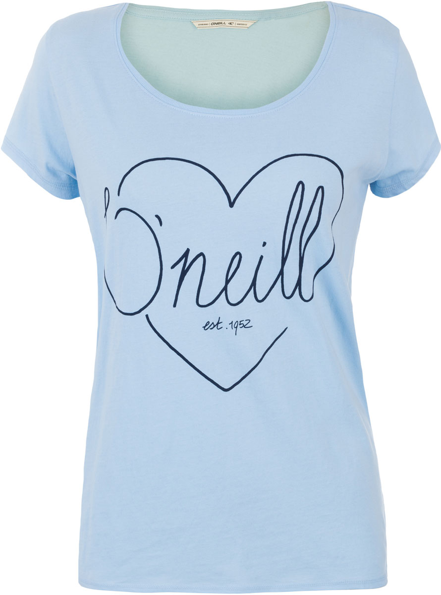 Футболка женская ONeill Lw Heart Graphic T-Shirt, цвет: голубой. 7A8618-5057. Размер S (44/46)7A8618-5057 Футболка женская ONeill Lw Heart Graphic T-Shirt, цвет: голубой. 7A8618-5057. Размер S (44/46)7A8618-5057Футболка женская ONeill выполнена из 100% хлопка. Модель имеет стандартный крой, короткий рукав и круглый вырез горловины. Футболка дополнена рисунком в виде сердца и надписями.
