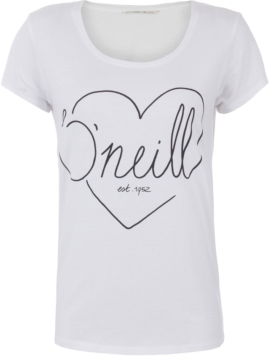 Футболка женская ONeill Lw Heart Graphic T-Shirt, цвет: белый. 7A8618-1010. Размер XS (42/44)7A8618-1010 Футболка женская ONeill Lw Heart Graphic T-Shirt, цвет: белый. 7A8618-1010. Размер XS (42/44)7A8618-1010Футболка женская ONeill выполнена из 100% хлопка. Модель имеет стандартный крой, короткий рукав и круглый вырез горловины. Футболка дополнена рисунком в виде сердца и надписями.
