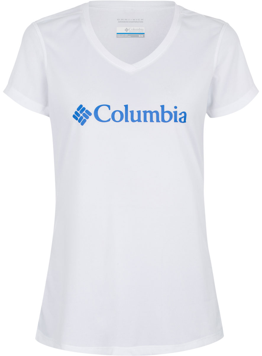 Футболка женская Columbia Tech Trek Graphic SS, цвет: белый. 1722681-100. Размер L (48)1722681-100 Футболка женская Columbia Tech Trek Graphic SS, цвет: белый. 1722681-100. Размер L (48)1722681-100Женская футболка Columbia Tech Trek Graphic SS изготовлена из высококачественного быстросохнущего полиэстера с антимикробной пропиткой. Футболка с V-образным вырезом горловины и короткими рукавами незаменима для занятий спортом. Модель оформлена фирменным логотипом.