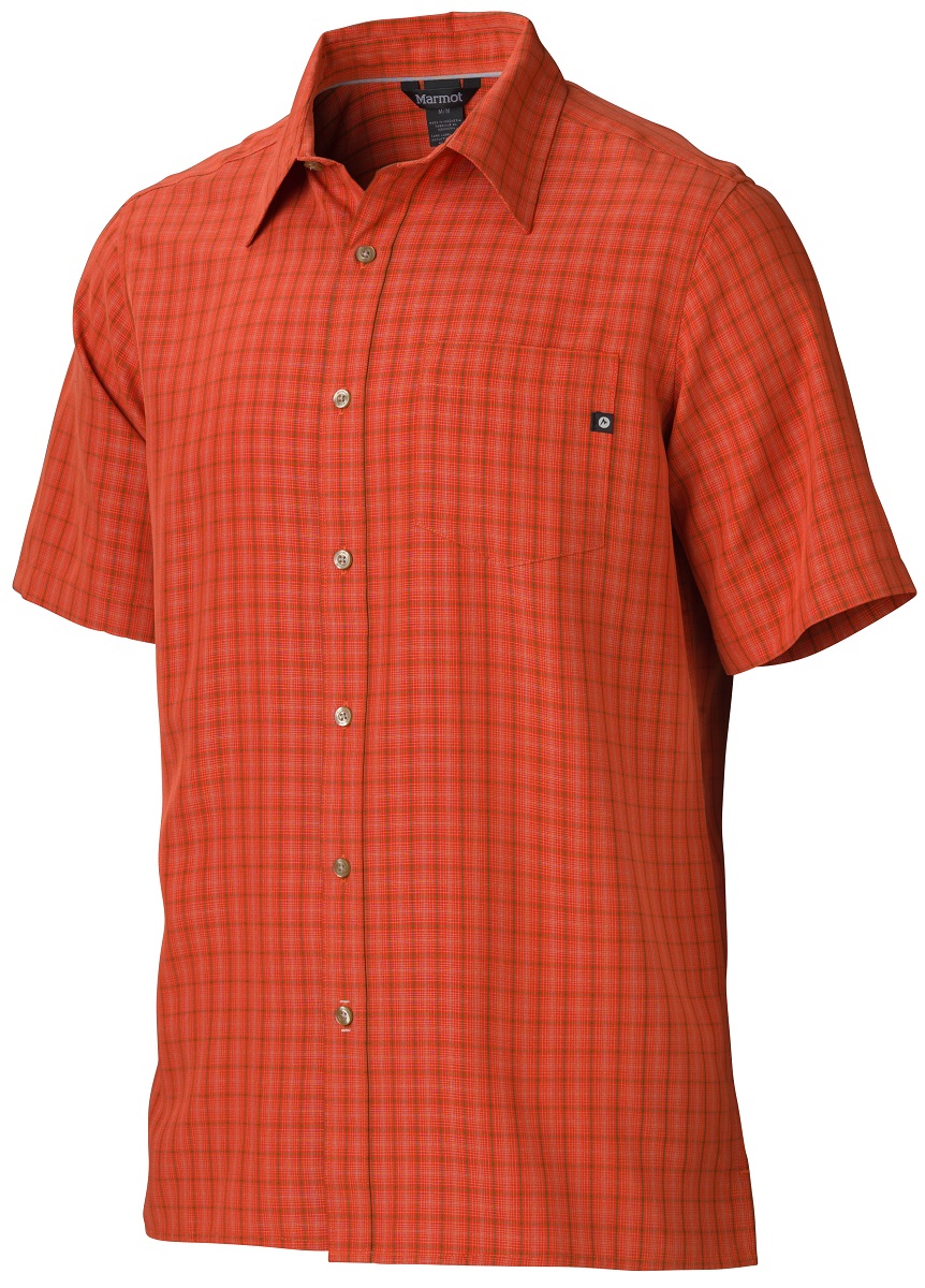 Рубашка мужская Marmot Eldridge SS, цвет: оранжевый. 62220-6198. Размер M(48/50)62220-6198 Рубашка мужская Marmot Eldridge SS, цвет: оранжевый. 62220-6198. Размер M(48/50)62220-6198Симпатичная рубашка с коротким рукавом Eldridge SS быстро станет любимой вещью в вашем гардеробе, а также обеспечит надежную защиту от вредного воздействия ультрафиолетового излучения. Смесовая ткань необычайно приятна на ощупь, а рисунок хорошо сочетается с любыми вещами.