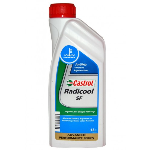 Антифриз Castrol Radicool SF, 1 л, G12+155FA2 Антифриз Castrol Radicool SF, 1 л, G12+155FA2Castrol Radicool SF - концентрат охлаждающей жидкости с увеличенными интервалами замены на основе моноэтиленгликоля и передовой карбоксилатной технологии. В отличие от традиционных низкозамерзающих охлаждающих жидкостей, Castrol Radicool SF не содержит аминов, нитритов, фосфатов, силикатов или других неорганических ингибиторов коррозии. Castrol Radicool SF обеспечивает превосходную защиту от коррозии, особенно двигателей выполненных из легких металлов. Предназначен для применения в бензиновых и дизельных двигателях широкого ряда транспортных средств, включая легковые и грузовые автомобили, автобусы, что позволяет использовать его в смешанных парках техники. Castrol Radicool SF обеспечивает эффективное охлаждение двигателя в широком диапазоне рабочих температур во всех климатических условиях. Применение. Специально подобранный пакет присадок Castrol Radicool SF даёт возможность использовать его с увеличенными интервалами замены, обеспечивая отличную защиту против коррозии, закупорки системы охлаждения, перегрева и замерзания. В особенности подходит для двигателей компоненты которых выполнены из чугуна, алюминия, меди или сплавов этих металлов, используемых современном двигателестроении. Также совместим со всеми резиновыми шлангами, сальниками и уплотнениями в системе охлаждения.Castrol Radicool SF обладает длительным эксплуатационным ресурсом, что обеспечивает увеличенные интервалы замены свыше 3-х лет. Продлённые интервалы замены способствуют сокращению расходов на обслуживание техники и снижению вероятности причинения вреда окружающей среде. Castrol Radicool SF обеспечивает превосходную защиту от кавитационной коррозии и эффективное смазывание водяного насоса, снижая износ и шум.Технология присадок, используемая в Castrol Radicool SF, предотвращает образование отложений кальция (накипи) от использования жёсткой воды, таким образом снижая вероятность блокировки радиатора и ограничения свободного течения охлаждающей жидкости. Данная технология также улучшает теплоотвод жидкостью, обеспечивая оптимальные температуры работы двигателя. Castrol Radicool SF одобрен рядом автопроизводителей (OEM), в том числе Mercedes Benz, Volkswagen, MAN и Ford. Также рекомендован к использованию в соответствии со спецификациями: General Motors GM 6277M, Deutz, Cummins серии IS и двигатели N14, Jenbacher, Komatsu, Renault Type D, Jaguar CMR 8229 и MTU MTL 5048 серии 2000С&I. Castrol Radicool SF содержит горькую вкусовую добавку, предотвращающую случайное проглатывание.Условия применения.Castrol Radicool SF следует разбавлять деионизированной/дистиллированной водой в концентрации от 33% до 50%. Для обеспечения наилучших всеобъемлющих характеристик его рекомендуется смешивать с водой в соотношении 50:50. Концентрация выше 70% не рекомендуется.Для достижения наибольшего эффекта работы Castrol Radicool SF не следует смешивать с другими охлаждающими жидкостями. Рекомендуется слить и промыть систему охлаждения перед переходом на использование Castrol Radicool SF. Castrol Radicool SF имеет срок хранения 2 года при складировании в оригинальной таре и температуре до 60°C. Продукт не должен подвергаться воздействию прямых солнечных лучей или замораживанию. При неизбежном хранении под открытым небом бочки следует укладывать горизонтально для предотвращения попадания дождевой воды внутрь.Не должны использоваться оцинкованные контейнеры и тара содержащая оцинкованные компоненты. Спецификации. ASTM D3306(I), ASTM D4985; BS6580:2010;JASO JIS K2234;MAN 324 Typ SNF; VW TL-774F (G12+);FORD WSS-M97B44-D;MB-Approval 325.3.