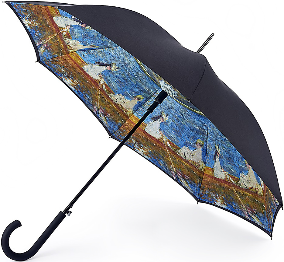 Зонт-трость женский Fulton, автомат, цвет: черный, синий. L847-3416