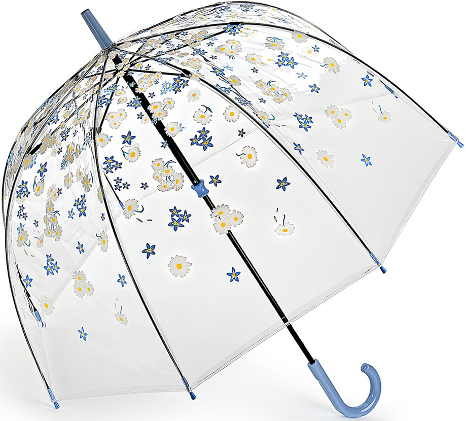 Зонт-трость женский Fulton, механический, цвет: голубой, прозрачный. L042-3387