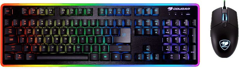 Cougar Deathfire EX игровая клавиатура + мышь37DF2XNMB.0003 Cougar Deathfire EX игровая клавиатура + мышь37DF2XNMB.0003Комбо-набор Cougar Deathfire EX состоит из гибридной клавиатуры и оптической мыши с подсветкой.Позволяет получить обратную связь уровня, недоступного даже некоторым механическим клавиатурам. Четкие нажатия с сочным усилием без малейшего горизонтального отклонения позволяют отдать управление рефлексам и полностью сосредоточиться на происходящем в игре.С трехзонной подсветкой мыши ,включающей в себя колесико, логотип и контур, а также клавиатурой, с 8 режимами подсветки, среди которых дыхание, мерцание, волна, игровое настроение будет особенно ярким.Свободно меняйте местами кнопки WASD и стрелки на клавиатуре для большего удобства в играх и переключайтесь между ними комбинацией клавиш FN+W.Управляйте медиа-функциями с легкостью комбинаций клавиш FN + F. Управление звуком: громче, тише, выключение звука. Управление режимами подсветки. Блокировка клавиши Windows.С высококачественными прорезиненными ножками игровая клавиатура Cougar Deathfire Ex остается непоколебимой в самых напряженных битвах.Все 19 одновременно нажатых кнопок будут гарантированно обработаны компьютером без малейших задержек.